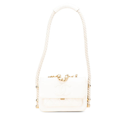 Chanel Gabrielle Calfskin White Shoulder Bag Calfskin