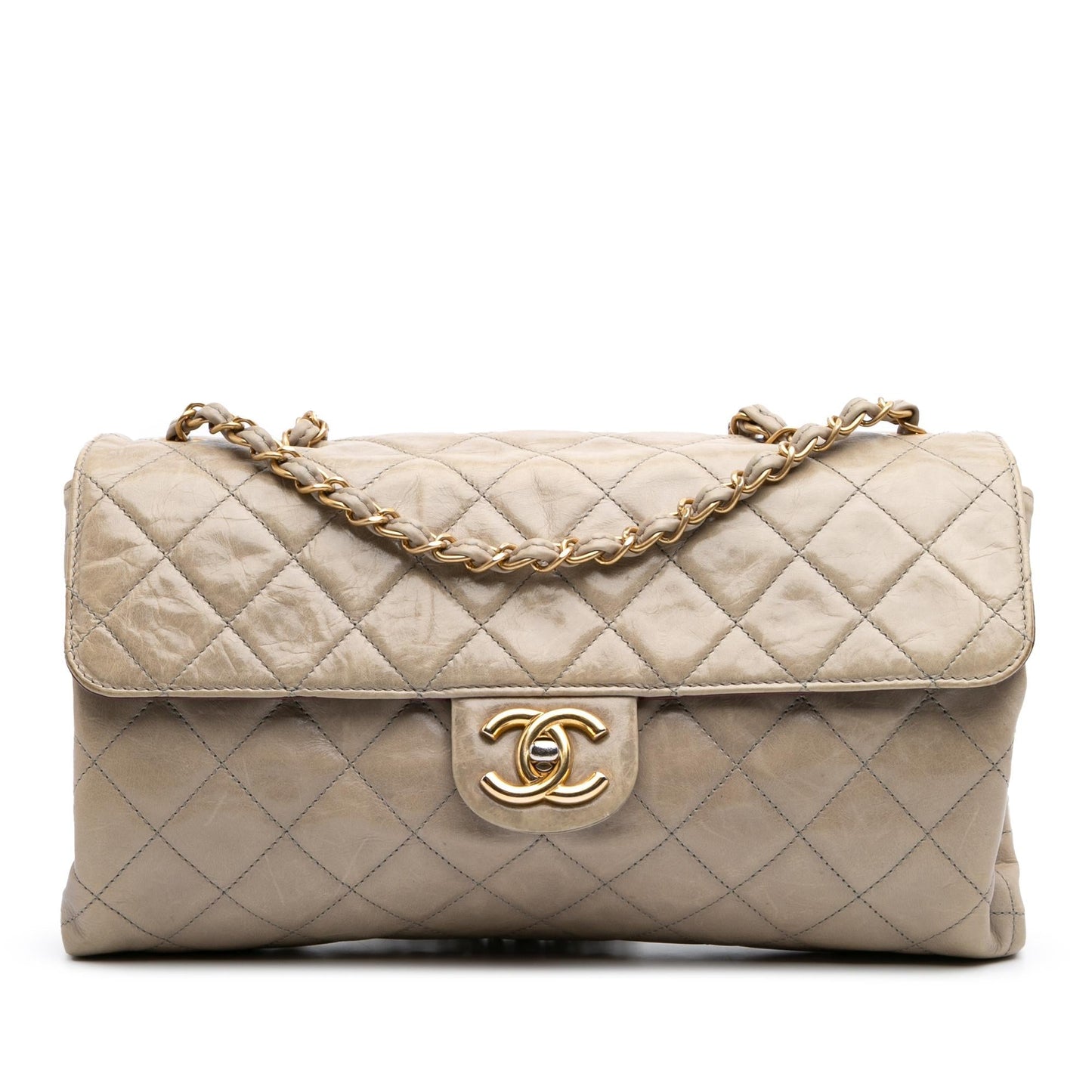 Chanel Jumbo Cc Quilted Calfskin Straight Flap
