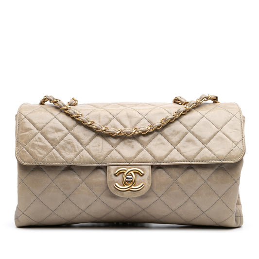 Chanel Jumbo Cc Quilted Calfskin Straight Flap