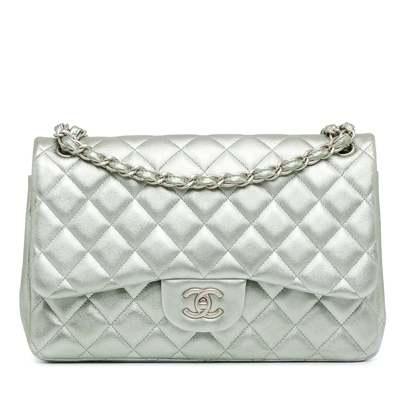 Chanel Gabrielle Lambskin Silver Shoulder Bag