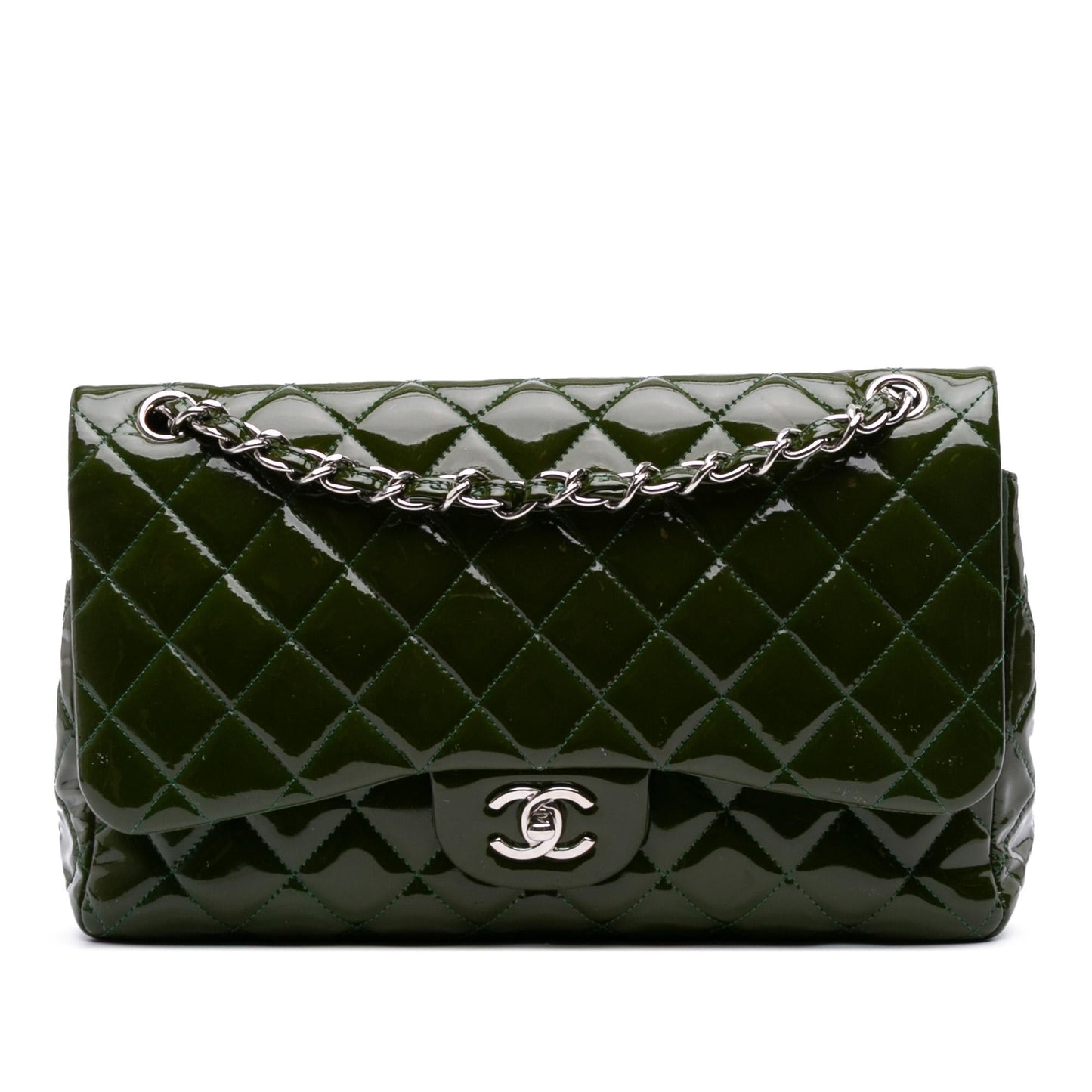 Chanel Gabrielle Patent Leather Green Shoulder Bag