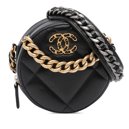 Chanel Lambskin 19 Round Clutch With Chain