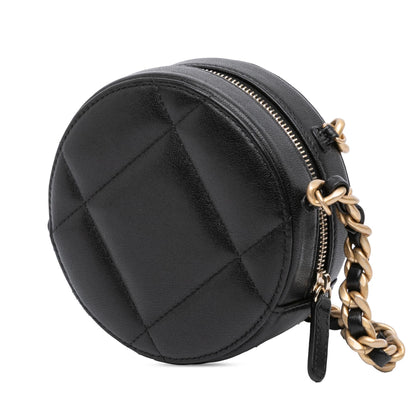Chanel Lambskin 19 Round Clutch With Chain