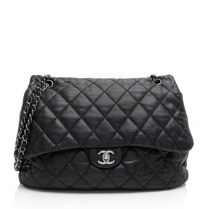 Chanel Lambskin 3 Accordion Maxi Flap Bag