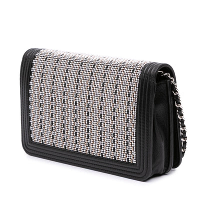 Chanel Lambskin Crystal Studded Boy Wallet On Chain