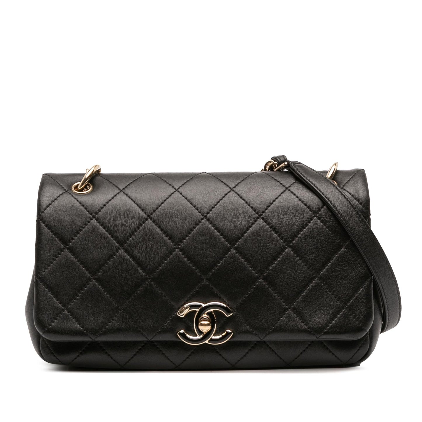 Chanel Large Lambskin Twist Chain Enamel Cc Flap