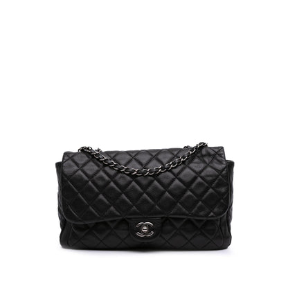 Chanel Large Quilted Caviar Now And Forever Flap