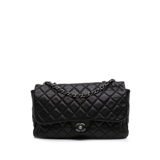 Chanel Large Quilted Caviar Now And Forever Flap