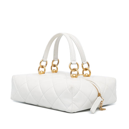 Chanel Métiers D'Art Cc Quilted Lambskin Box With Top Handle Bag