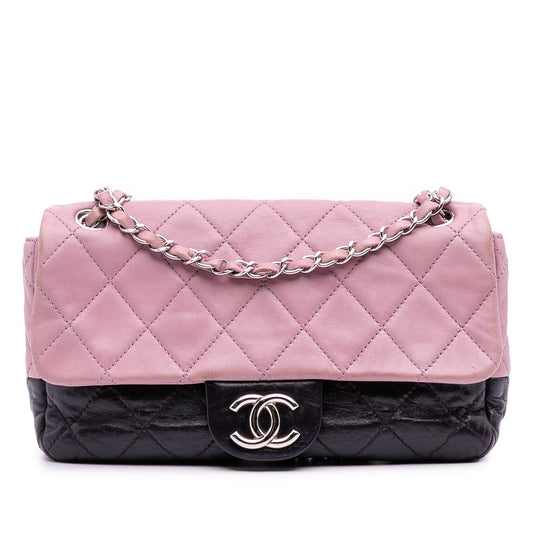 Chanel Medium Bicolor Lambskin And Calfskin Cc Chain Flap