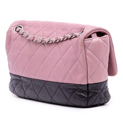 Chanel Medium Bicolor Lambskin And Calfskin Cc Chain Flap