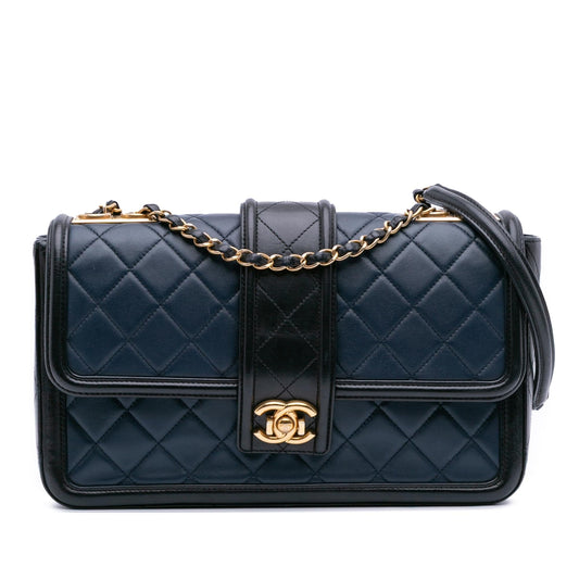 Chanel Medium Bicolor Quilted Lambskin Elegant Cc Flap