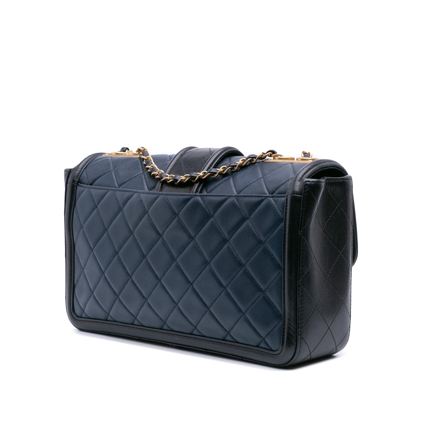 Chanel Medium Bicolor Quilted Lambskin Elegant Cc Flap