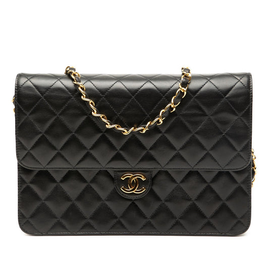 Chanel Medium Cc Quilted Lambskin Single Flap