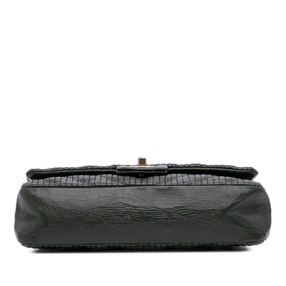 Chanel Medium Chevron Calfskin Coco Pleats Double Flap