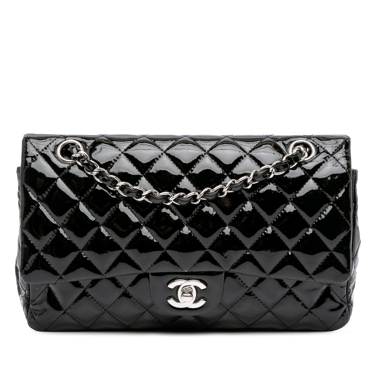 Chanel Gabrielle Patent Leather Black Shoulder Bag Style 23