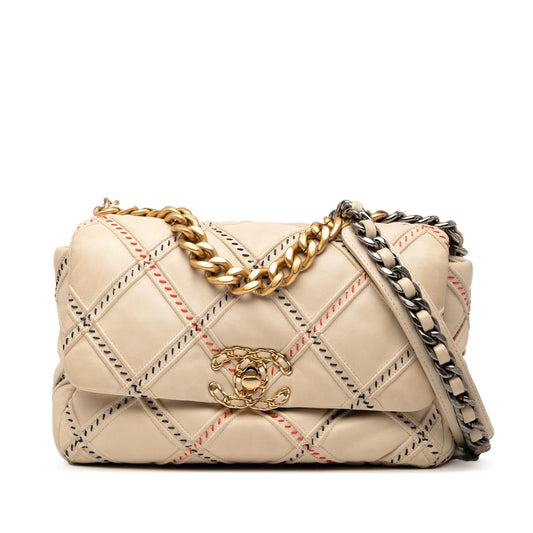 Chanel Medium Lambskin Stitched 19 Flap