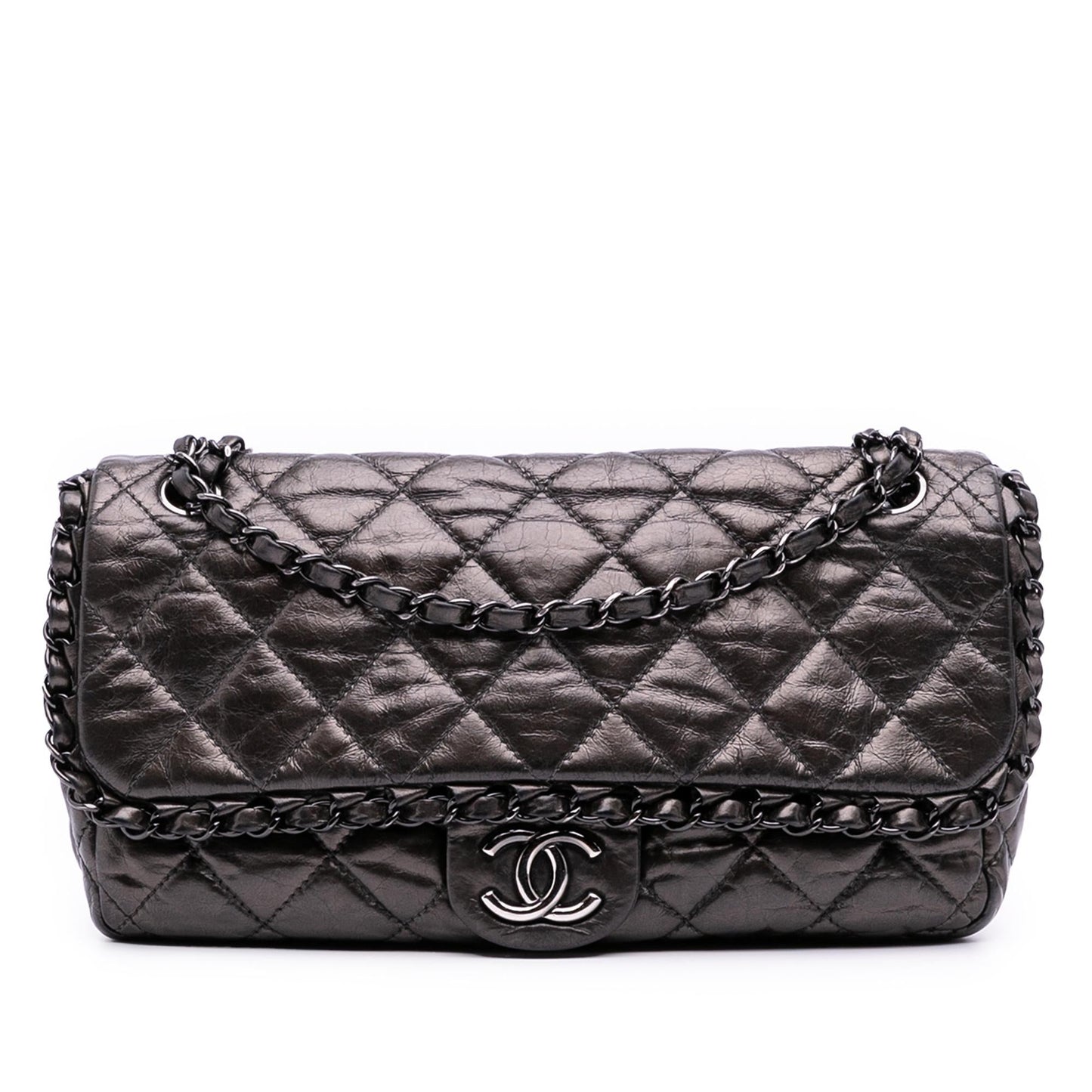 Chanel Gabrielle Calfskin Grey Shoulder Bag Calfskin