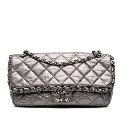 Chanel Gabrielle Calfskin Grey Shoulder Bag