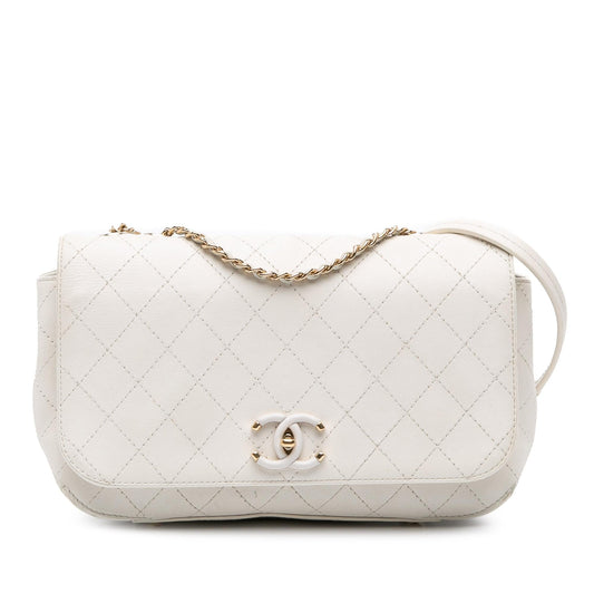 Chanel Medium Stitched Calfskin Covered Cc Flap
