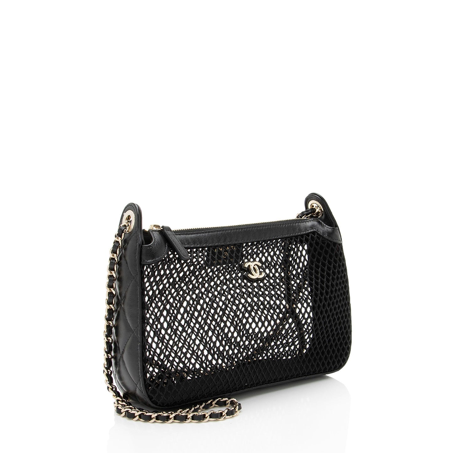 Chanel Mesh Lambskin Clutch With Chain