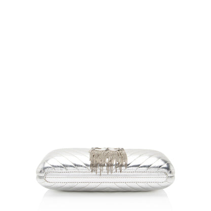Chanel Metallic Crumpled Lambskin Fringe Clutch