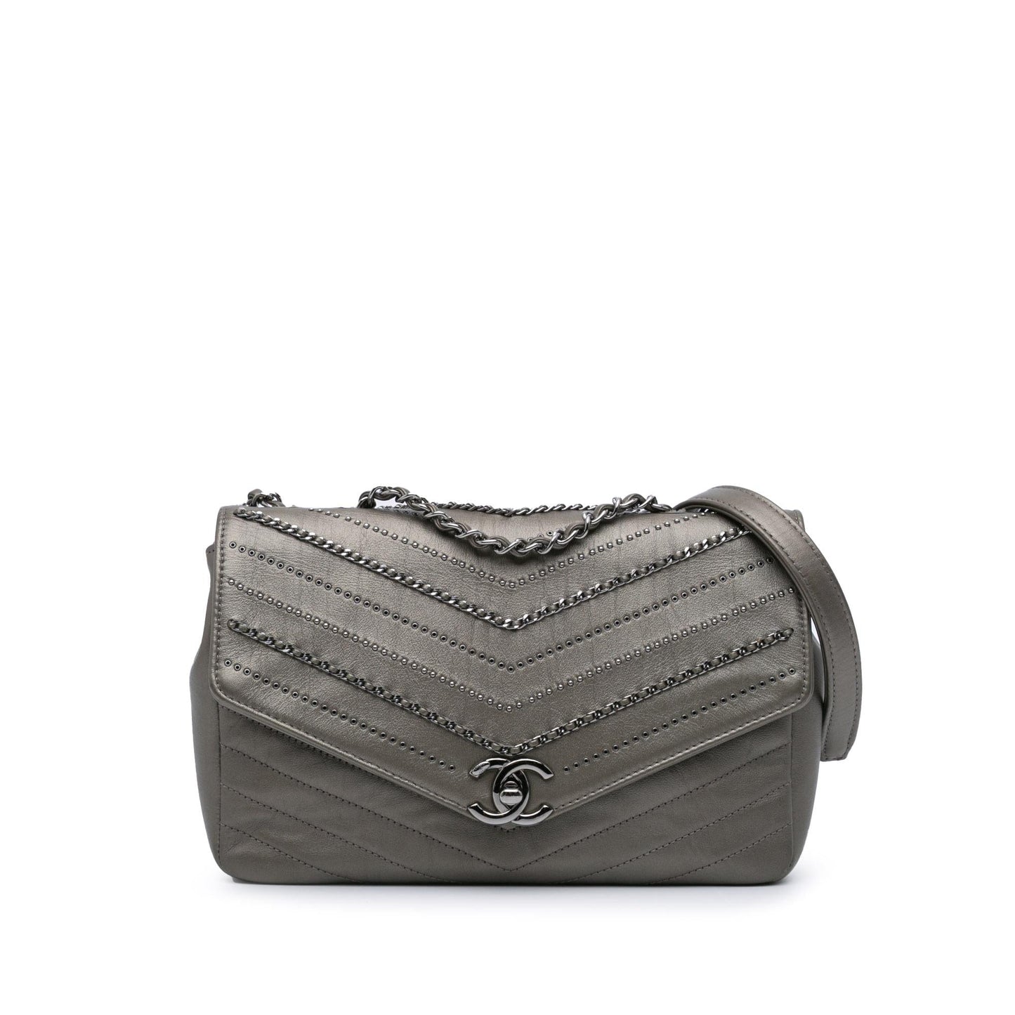 Chanel Gabrielle Calfskin Grey Shoulder Bag Style 3