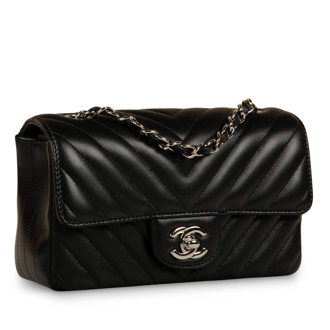 Chanel Classic Flap Lambskin Black Shoulder Bag Style 186