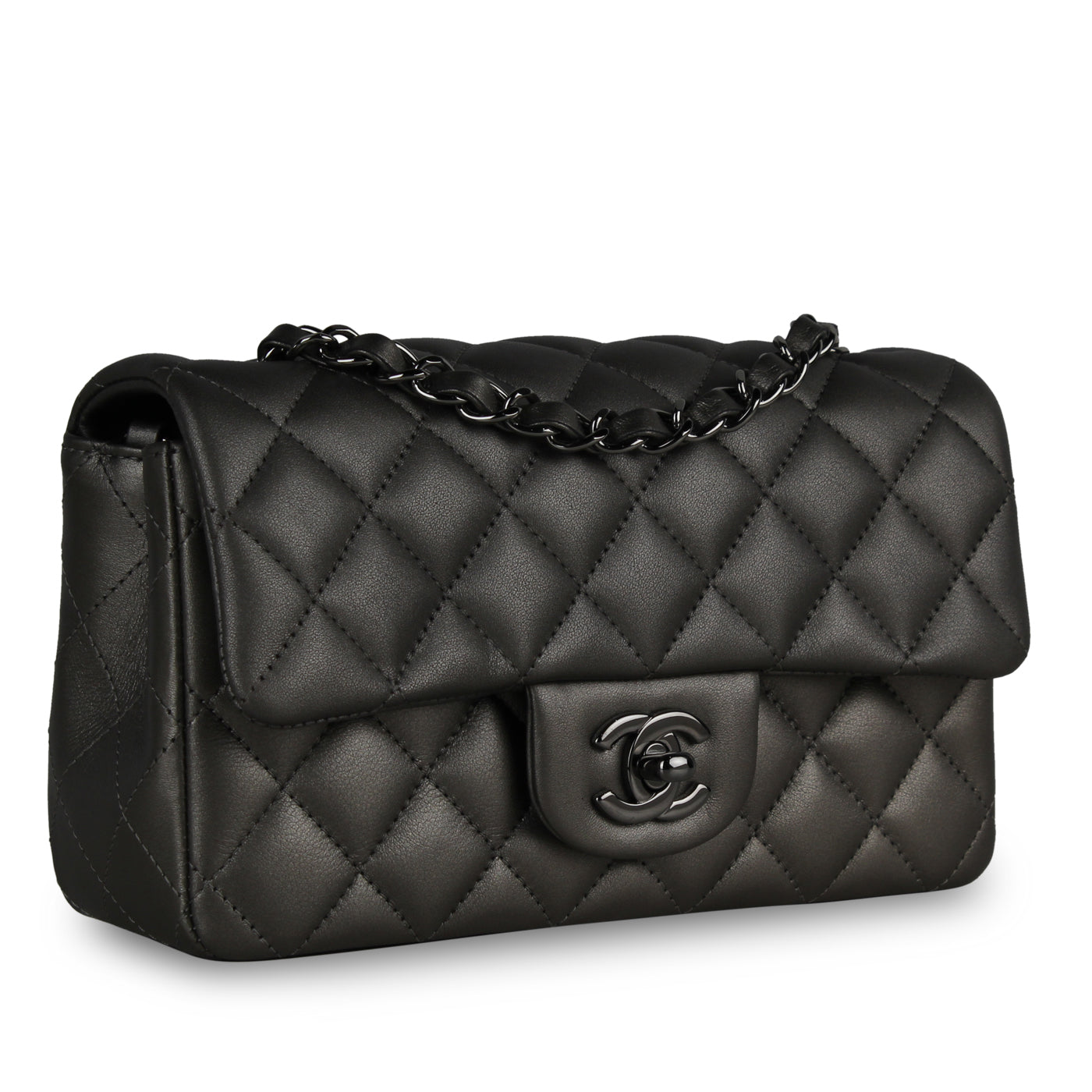 Chanel Classic Flap Lambskin Black Shoulder Bag Style 174