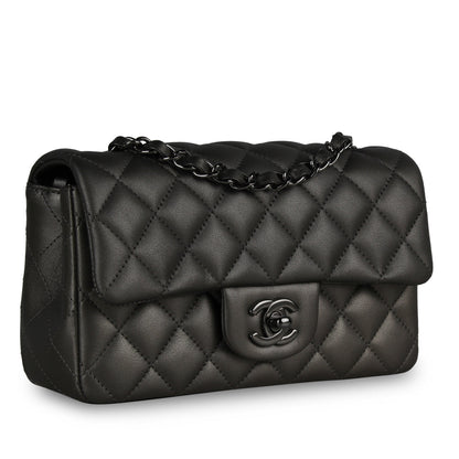 Chanel Classic Flap Lambskin Black Shoulder Bag Style 174