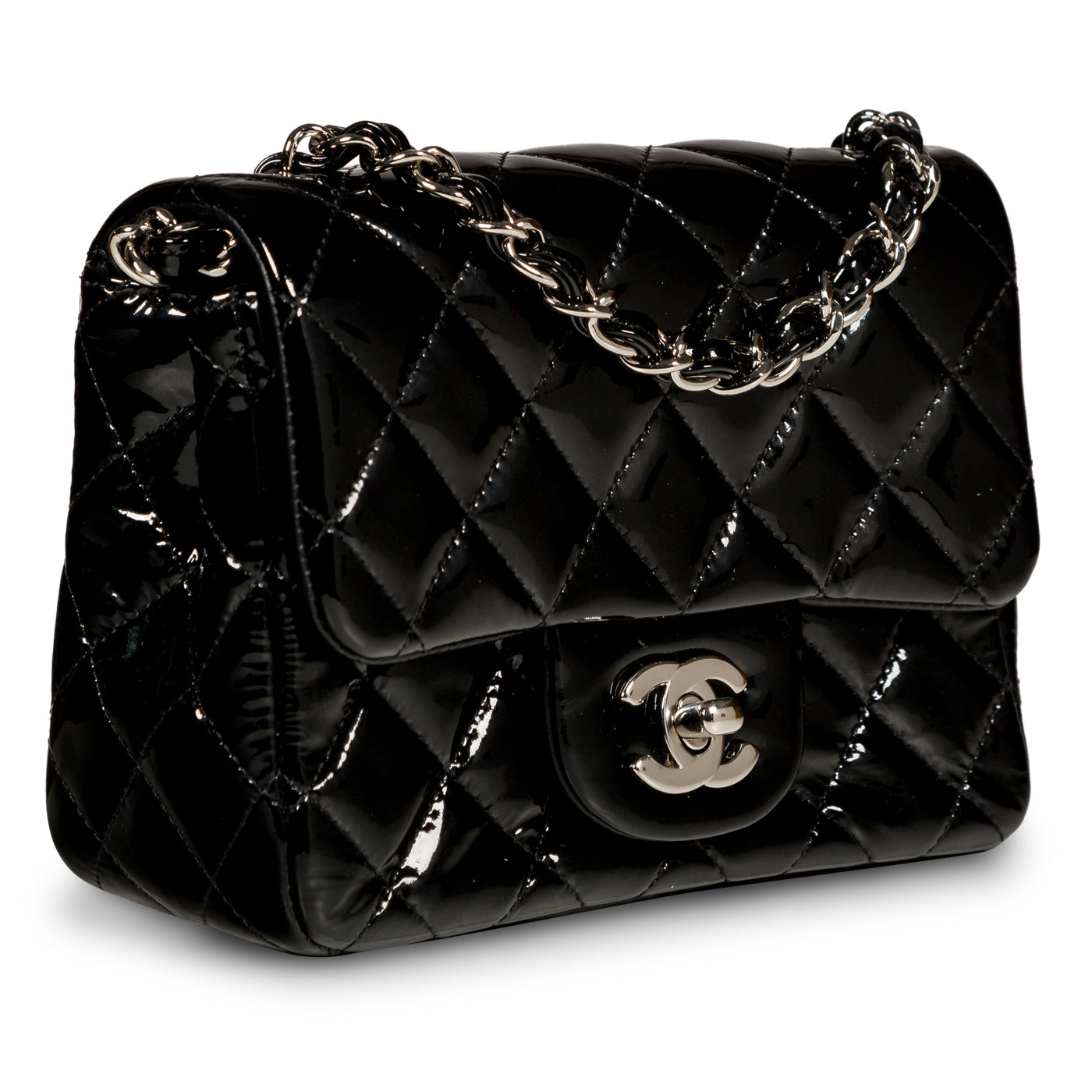 Chanel Classic Flap Patent Leather Black Shoulder Bag Style 10