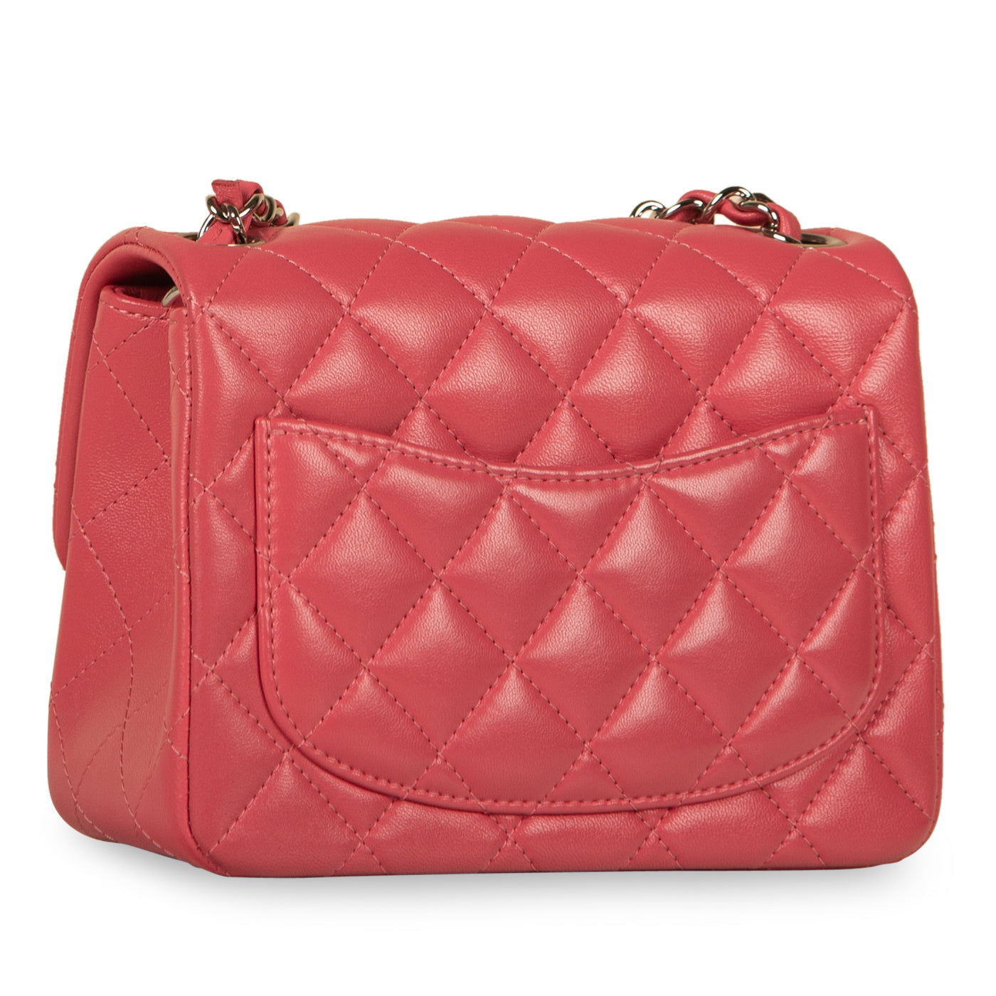 Chanel Classic Flap Lambskin Silver Shoulder Bag Style 28