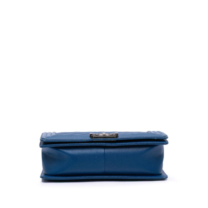 Chanel Boy Caviar Blue Shoulder Bag