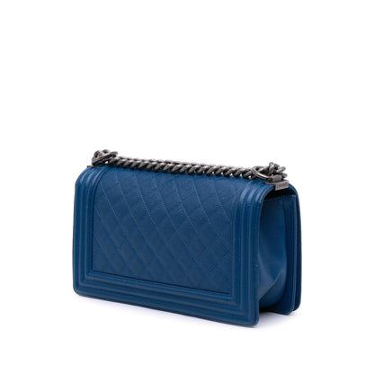 Chanel Boy Caviar Blue Shoulder Bag