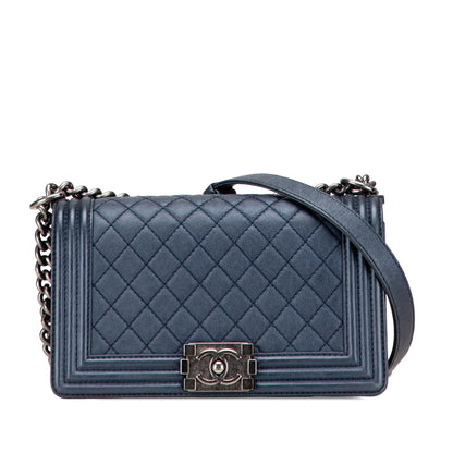 Chanel Boy Lambskin Blue Shoulder Bag