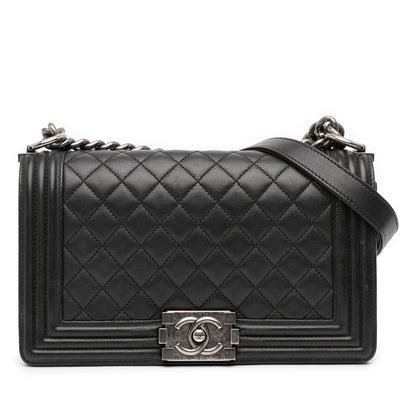 Chanel Boy Lambskin Black Shoulder Bag