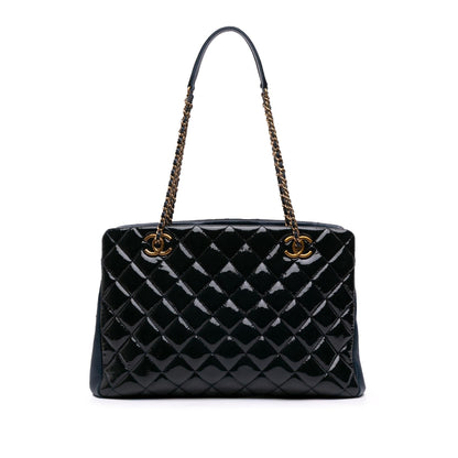 Chanel Paris Salzburg Patent And Goatskin Cc Eyelet Tote
