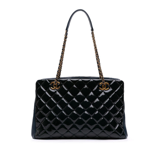 Chanel Paris Salzburg Patent And Goatskin Cc Eyelet Tote