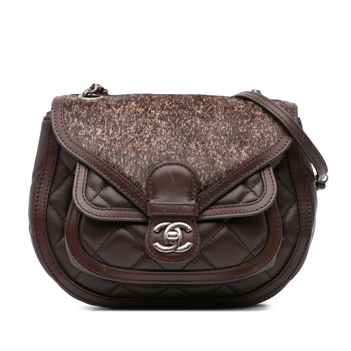 Chanel Paris-Salzburg Quilted Lambskin And Pony Hair Saddle Crossbody