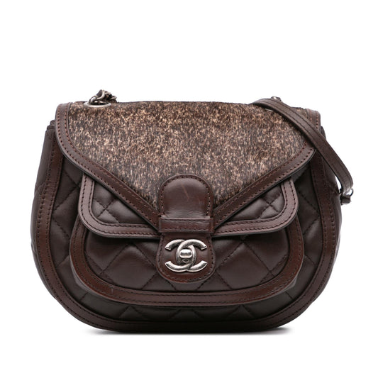 Chanel Paris-Salzburg Quilted Lambskin And Pony Hair Saddle Crossbody