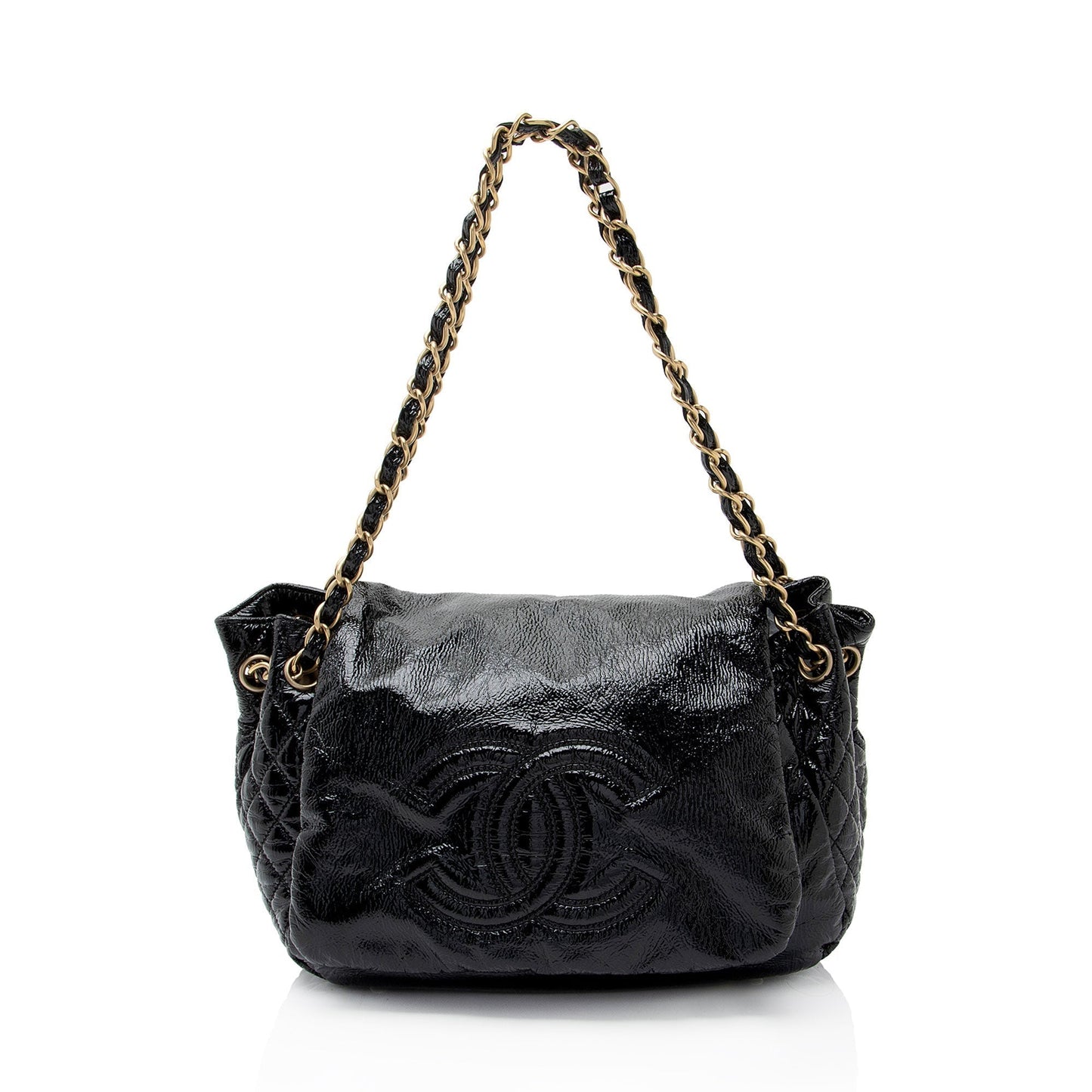 Chanel Patent Vinyl Rock And Chain Medium Shoulder Bag