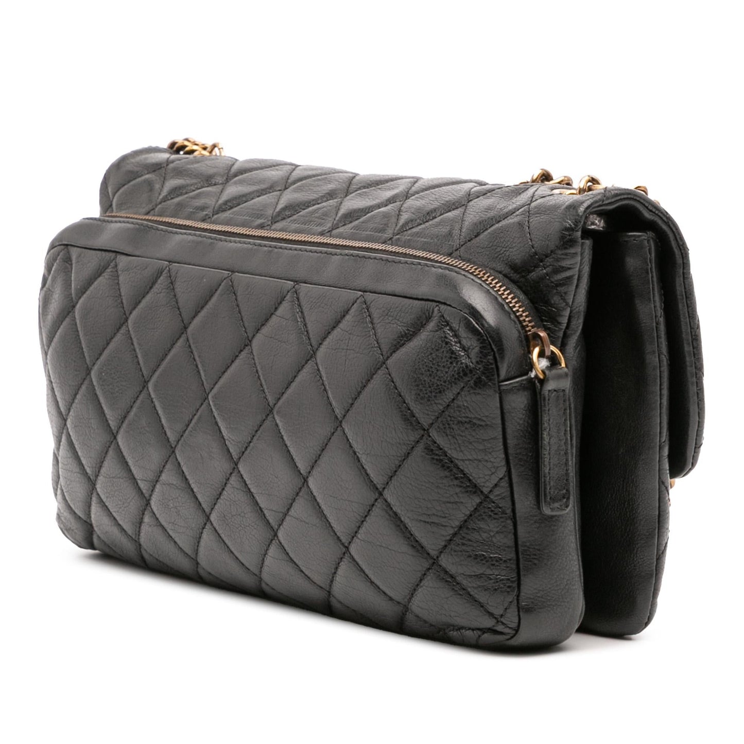 Chanel Quilted Calfskin Cc Crown Flap