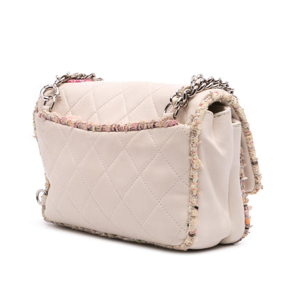 Chanel Quilted Lambskin And Tweed Elegant Trim Flap