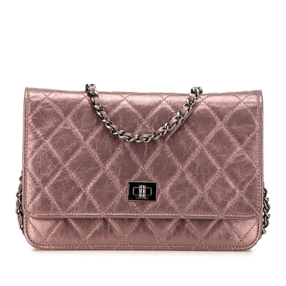 Chanel Reissue 2 55 Quilted Metallic Aged Calfskin Wallet On Chain