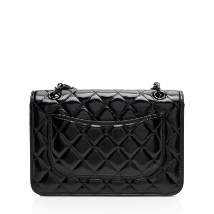 Chanel Shiny Crumpled Calfskin So Black Double You Flap Bag