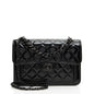 Chanel Shiny Crumpled Calfskin So Black Double You Flap Bag