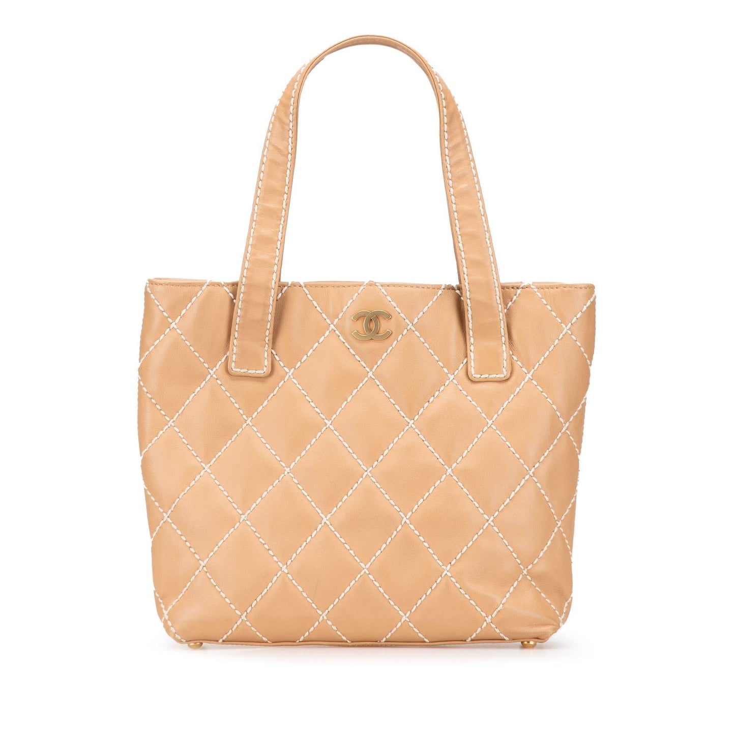 Chanel Small Cc Calfskin Wild Stitch Tote