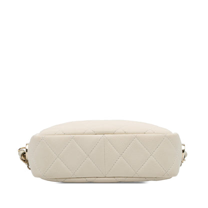 Chanel Small Cc Flat Quilted Caviar Camera Bag