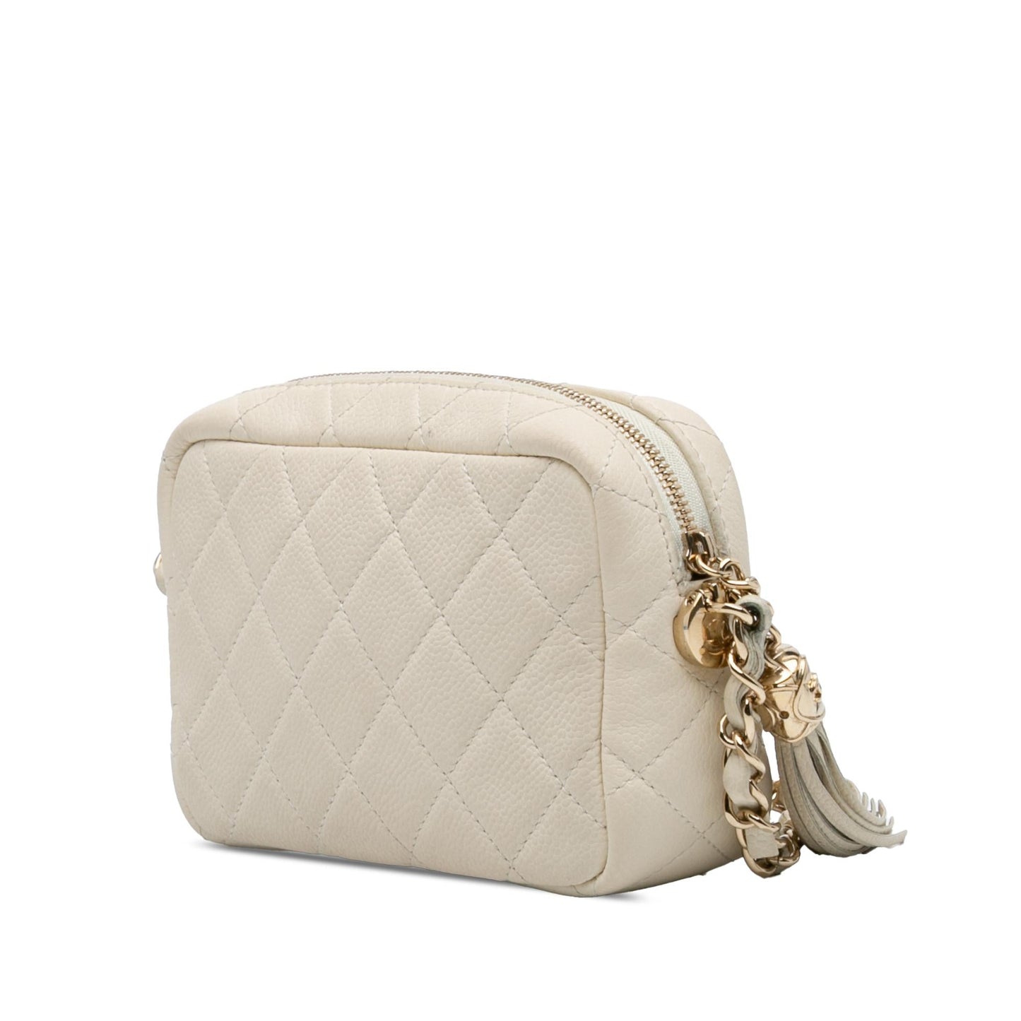 Chanel Small Cc Flat Quilted Caviar Camera Bag