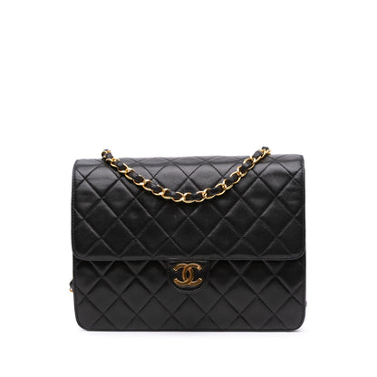 Chanel Small Cc Quilted Lambskin Half Single Flap